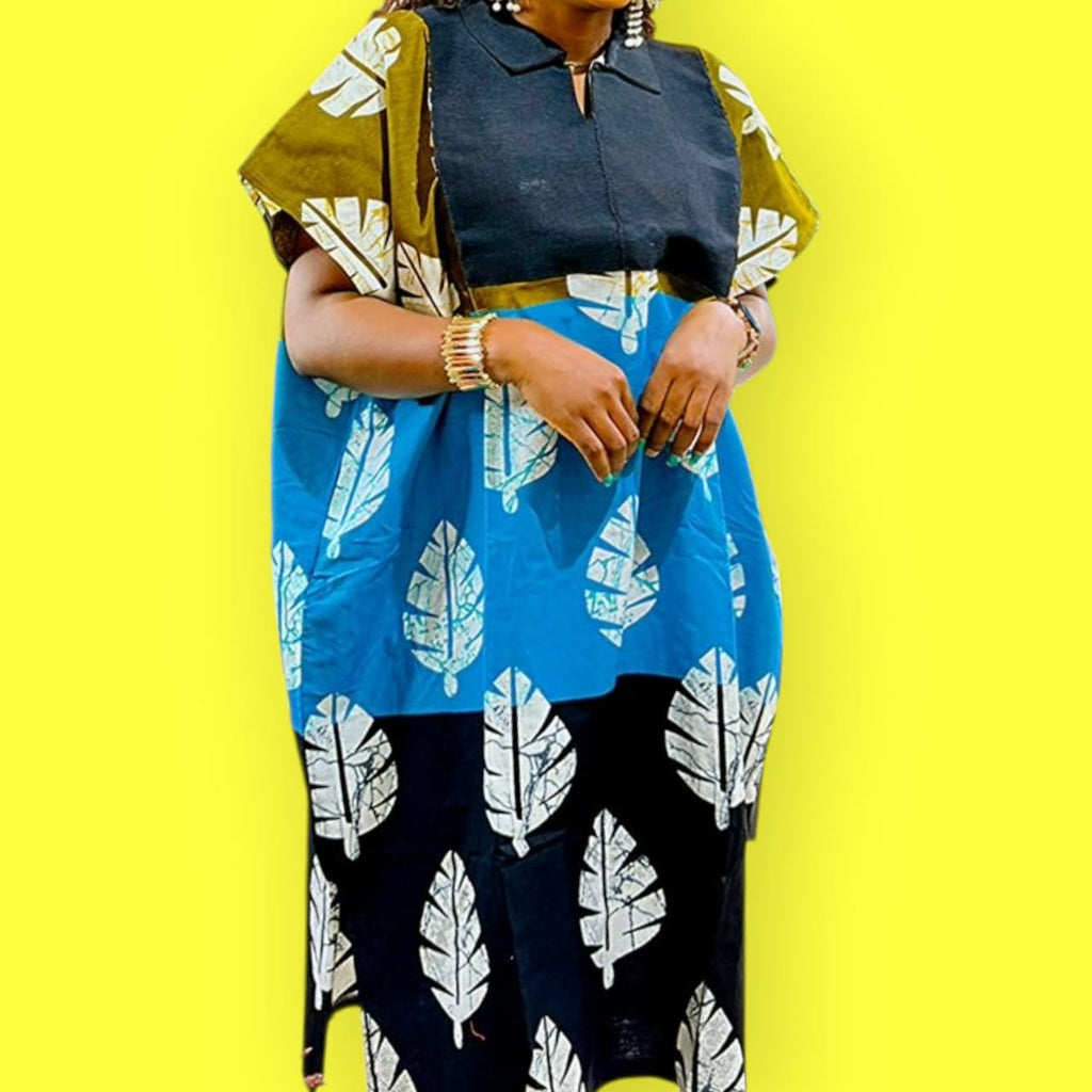 ANKARA GOWN MIX WITH WOOVEN MATERIAL