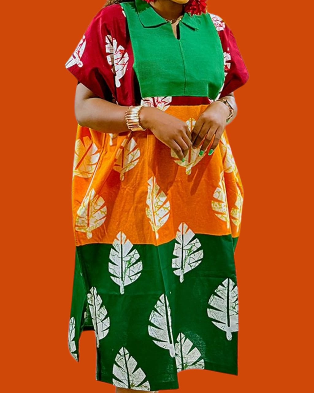 ANKARA GOWN MIX WITH WOOVEN MATERIAL