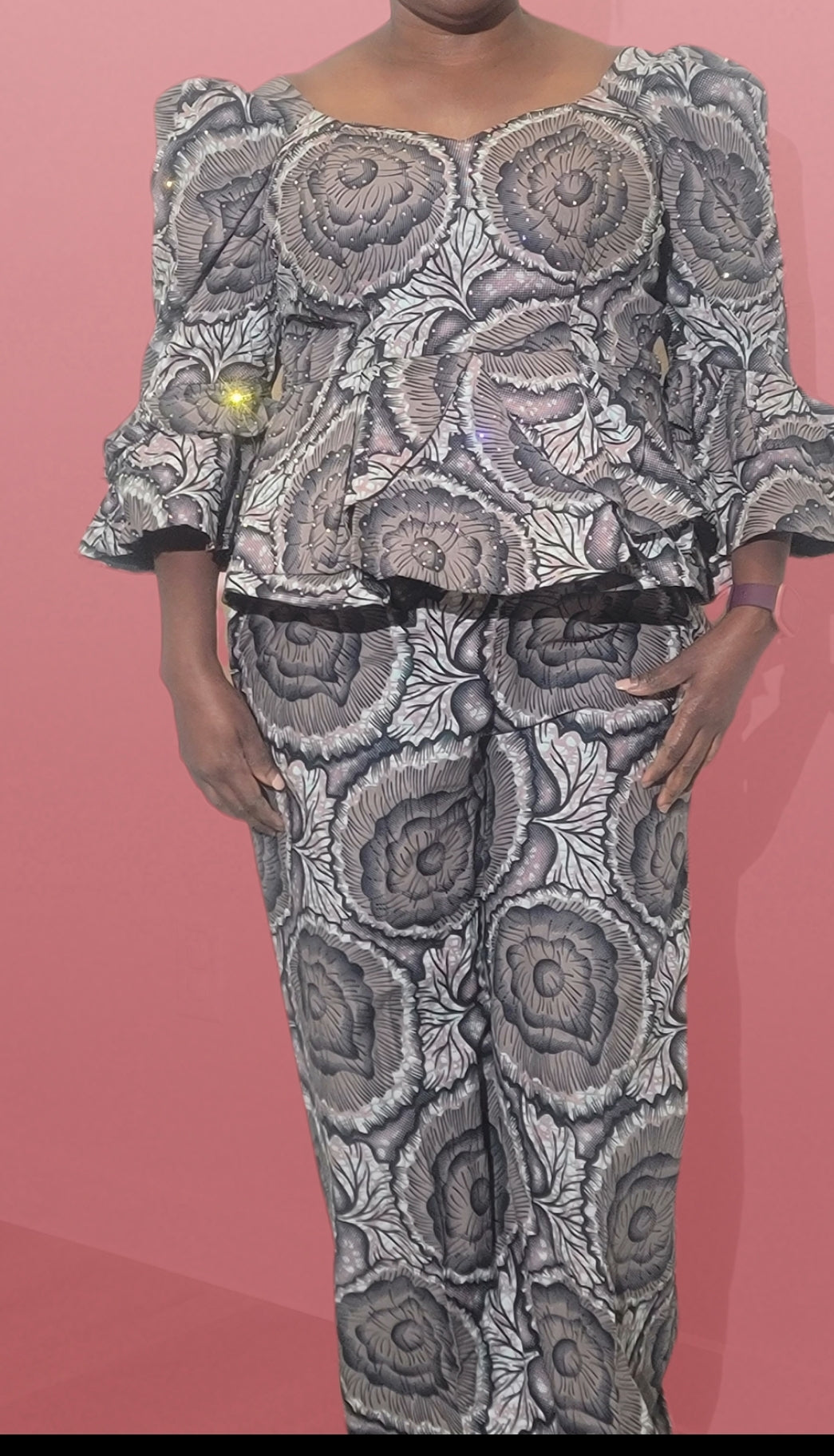 STONE PEPLON ANKARA BLOUSE WITH PANT