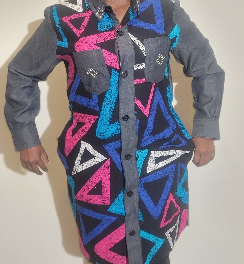 DENIM JEAN FABRIC WITH ANKARA