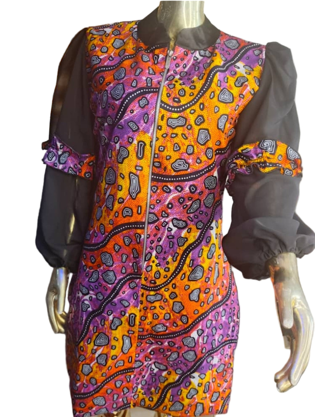 SIMPLE ANKARA GOWN WITH CHIFFON